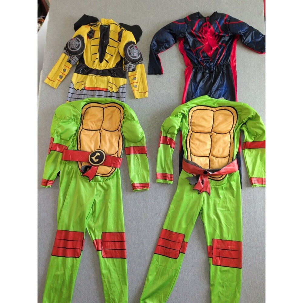 Halloween Costume lot Of 4 Ninja Turtle(2) Transformer(1)  Spiderman(1)